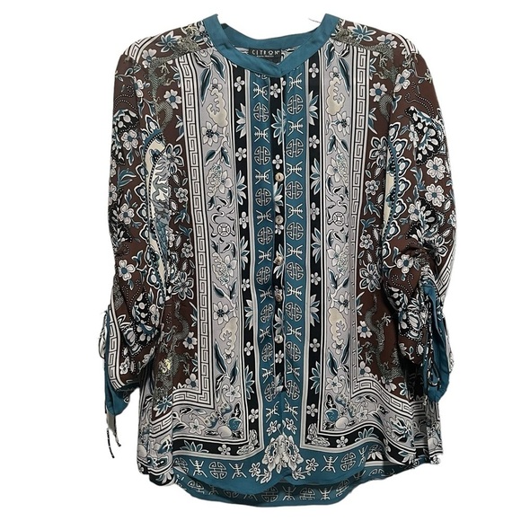 Citron Santa Monica Dragon Button Front Blouse in Excellent Pre Loved Condition - Picture 1 of 5